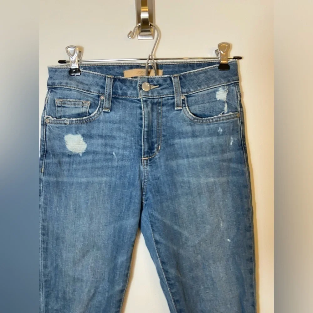 Joe's Women's Distressed Icon Rhea Mid Rise Skinny Cuff Crop Jeans SZ 24